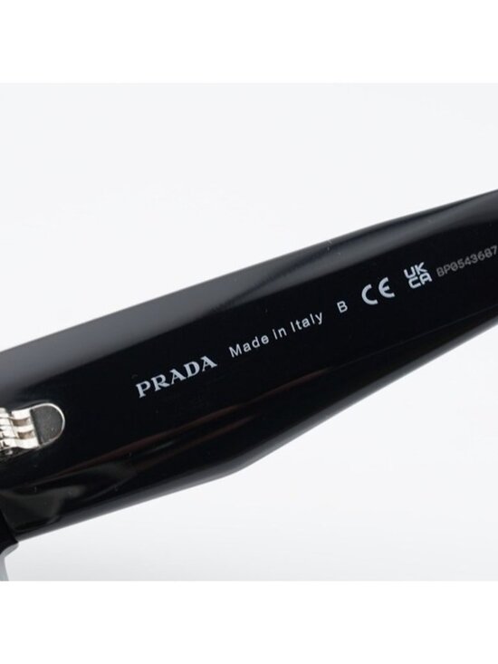 Prada PRB17S 16K08Z Sunglasses Black Rectangle Frame, Dark Grey Lenses main image 7